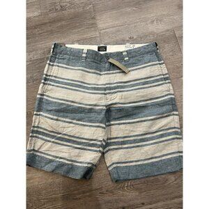 Men's J.Crew Stanton Shorts Size 32 100% Linen Striped 9" Inseam NWT!